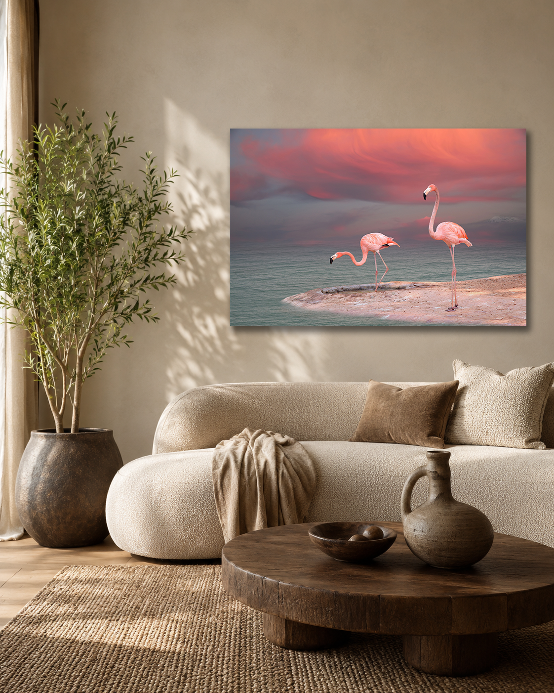 Flamingo în lumina serii
